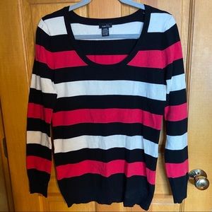Black White and Red Striped Sweater Rue21